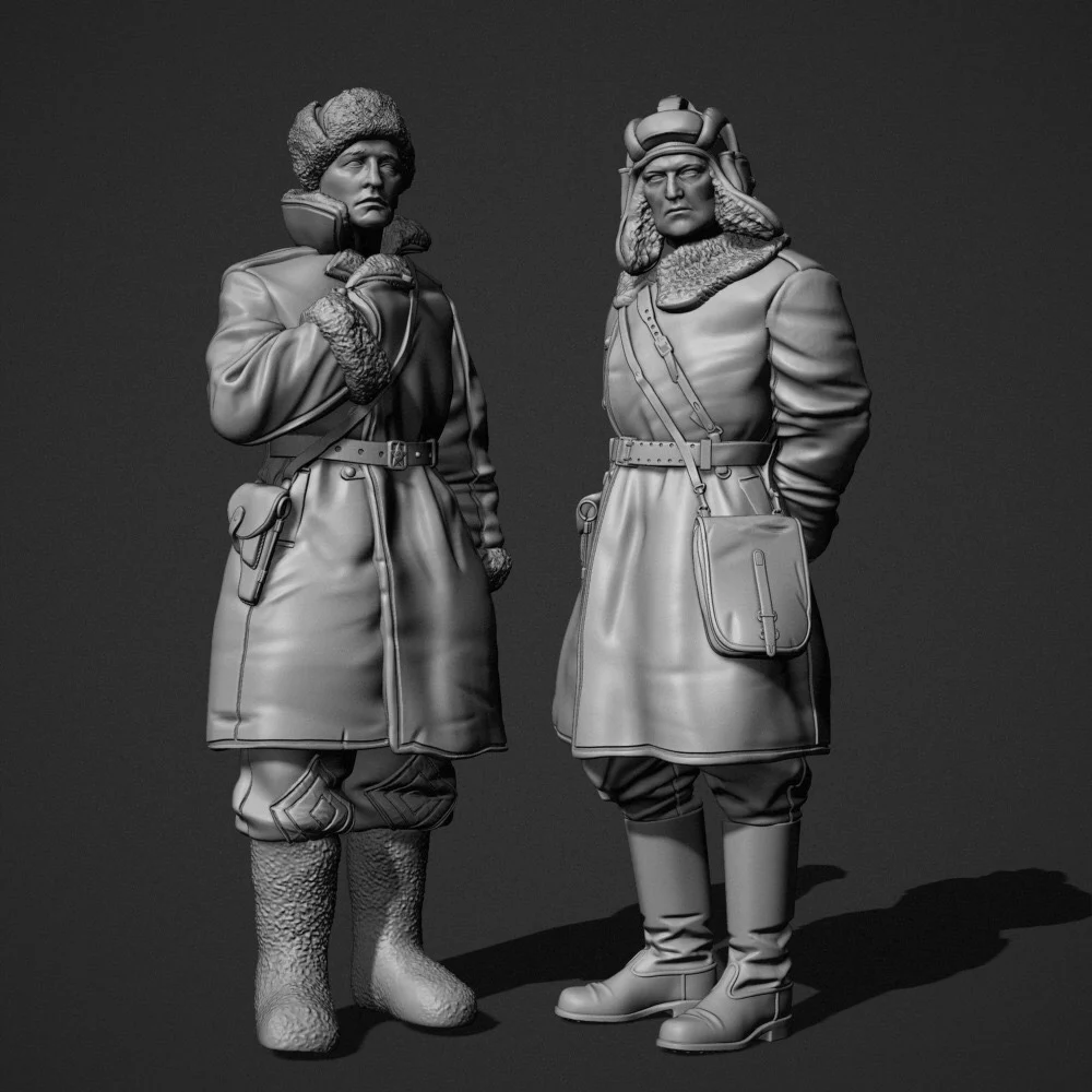 1/35  Resin Model Figure ï¼ŒSoviet Union Soviet tank officers in sheepskin coat set ,  Unassembled and unpainted kit
