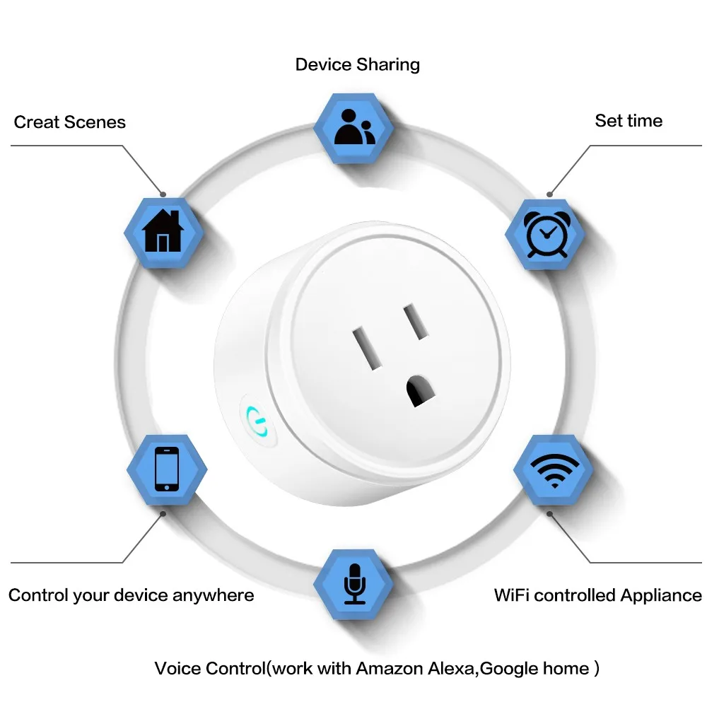 ZUCZUG Smart Socket Wifi Remotely Control Timing Outlet APP Alexa Google Home Voice Switch Socket Smart Outlet US Power Socket