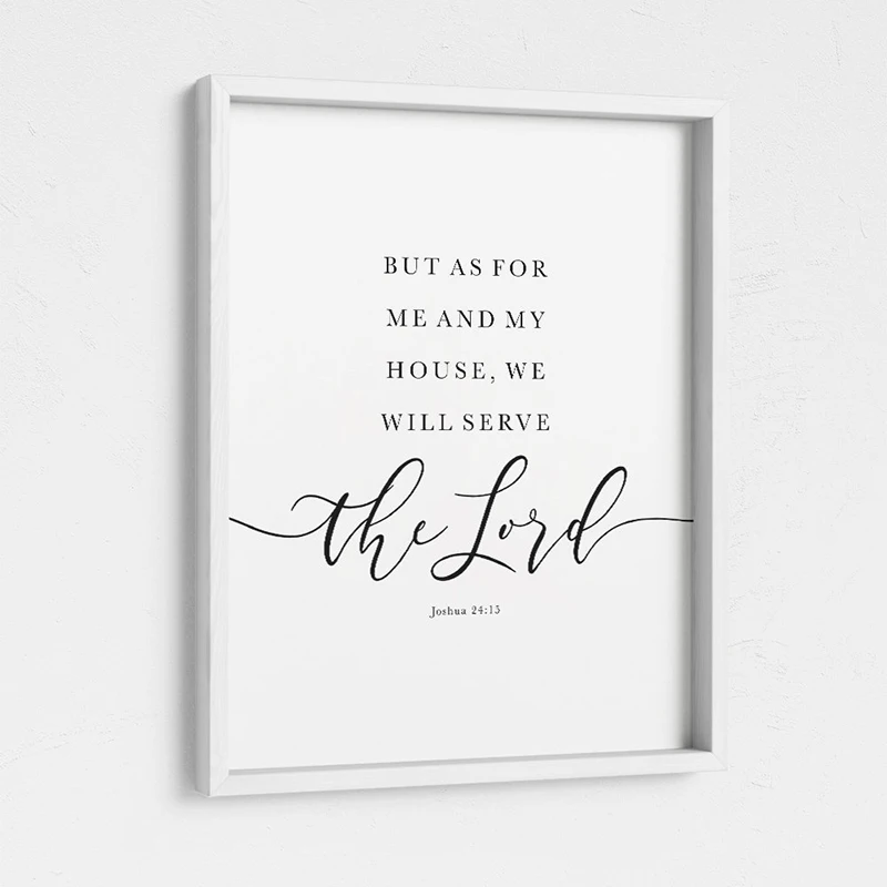 Bible Verse Wall Art Joshua 24:15 KJV But As For Me And My House We Will Serve The Lord Scripture Print Decor Christian Hous | Дом и сад