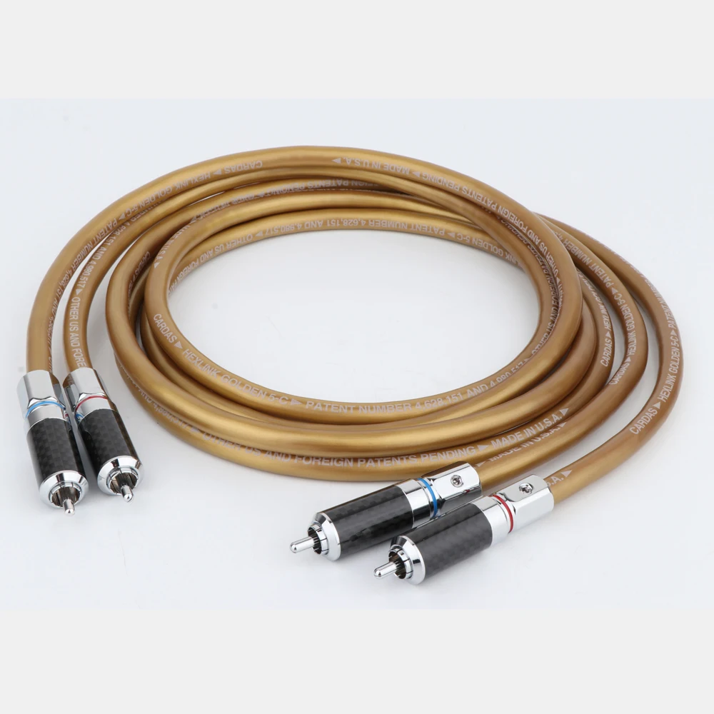 High Quality Pair HI Fi RCA Cable Hifi Audio Cardas Hexlink Golden 5-C With Carbon Fiber RCA Plug Connector Cable Audio Cable