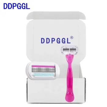 

DDPGGL 1Handle 2Blade Women 4 Layers Blades Safety Beauty Manual Stainless Steel Blade Shaver Razor Replacement Head