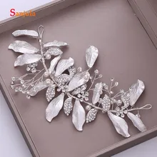 Серебряные/золотые металлические листья Свадебная повязка ручной работы Хрустальная лента для волос для невесты головной убор Свадебные головные украшения T159