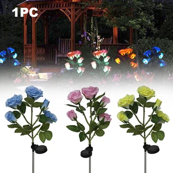 

5 LEDs Rose Flower Solar Light Party Patio Garden Decoration Landscape Pathway Solar Lighting Lamp