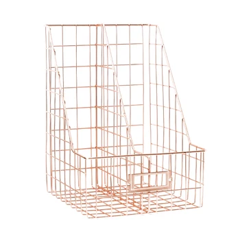 

Tidy Stationery File Holder Nordic Style Magazine Rack Wrought Iron Mesh Management Bedroom Stand Desk Organizer Book Shelf