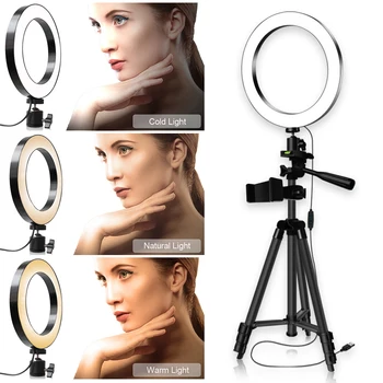 

Makeup Ring Light 26cm/10inch LED Ring Light Fill-in Lamp Dimmable 3 Lighting Modes USB Powered with Black Metal Tripod Stand
