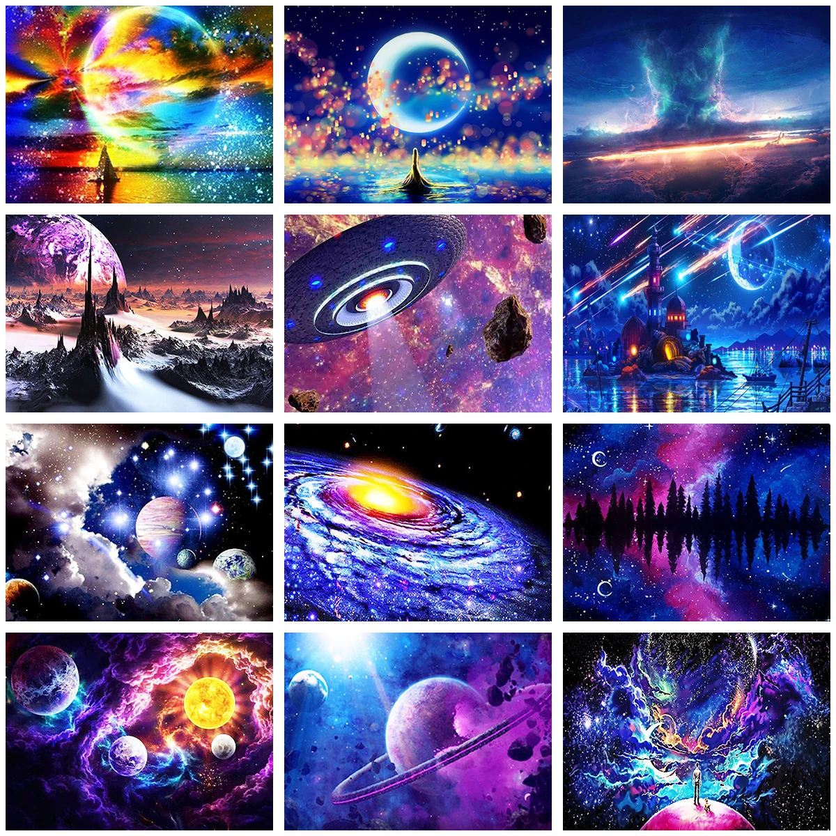 Full Circle Diamond Painting Cosmic Space 5d Diy Mosaic Embroidery Landscape Cross Stitch Kit Household Goods Gift | Дом и сад