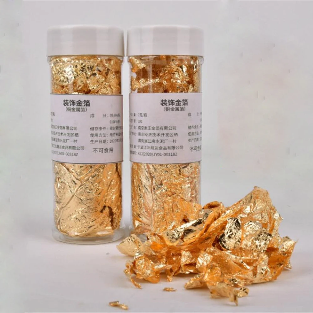 Edible Grade Gold Leaf Schabin Flakes 1/2g Gold Decorative Dishes Chef Art  Cake