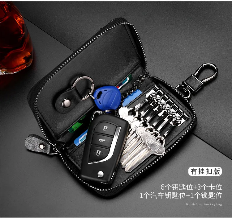 Genuine Leather Keychain Holder Pouch Purse Key Cover Bag Fashion Men Key Holder Organizer Car Key Case