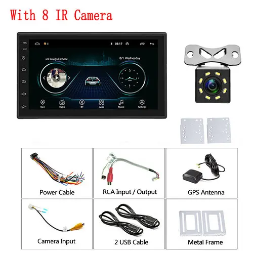 Podofo Android 2 Din Автомобильный Радио Мультимедиа Видео плеер Универсальный Авто Стерео gps карта для Volkswagen Nissan hyundai Kia toyota - Цвет: With 8 IR Camera
