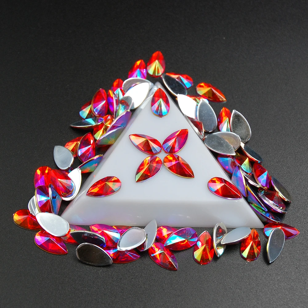 100Pcs-8-13mm-Teardrop-Mix-Color-AB-Flat-Back-Acrylic-Crystal-Strass-DIY-Face-Nail-Rhinestone (4)