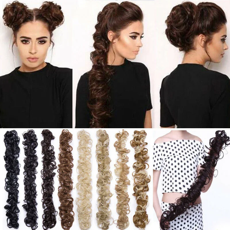 

Hair Bun Extensions Wavy Curly Messy Long Scrunchie Chignons Hair Piece Wig Ponytail OA66
