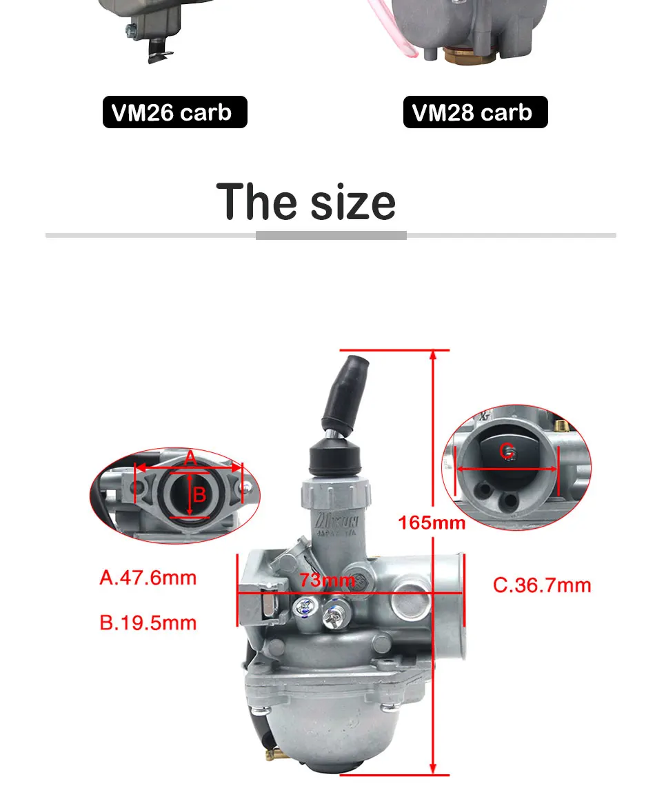 ZSDTRP MIKUNI VM16 VM22 VM26 VM28 Карбюратор ПОДХОДИТ для 50cc 70cc 90 110cc 125cc 200cc 250cc Quad ATV Dirt Pit Bike внедорожника