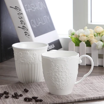 Tazas de nieve bonitas de porcelana en relieve blanco de 300ml, nespresso copo taza de café, tazas divertidas de cerámica regalo de Navidad, taza de taza para café