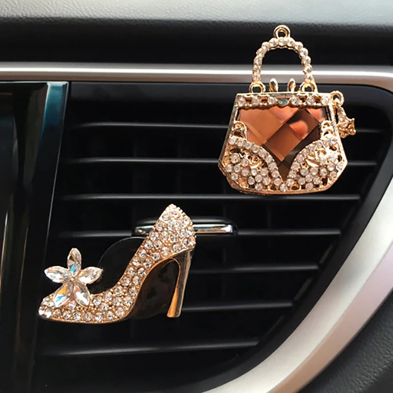 

Car Decor Diamond Purse Car Air Freshener Auto Outlet Perfume Clip Car Scent Diffuser Bling Crystal Car Accessories Women Girls