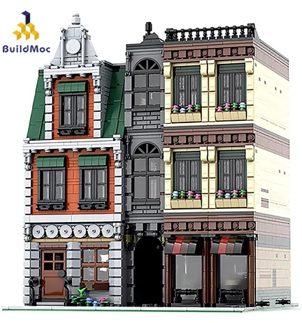 

BuildMOC Friends DownTown CityCenter Center Compatible Lepining Downtown Diner Friend Pet Shop Creative Building Blocks Girl Toy