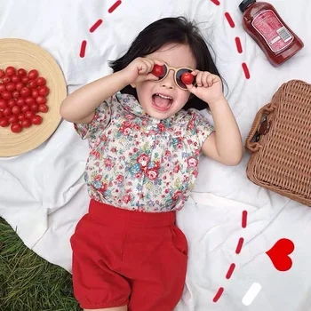 

2020 Hot Selling Baby Girls Printed Shirt Summer Kids Girls Blouse Children Clothing 1-7 Years