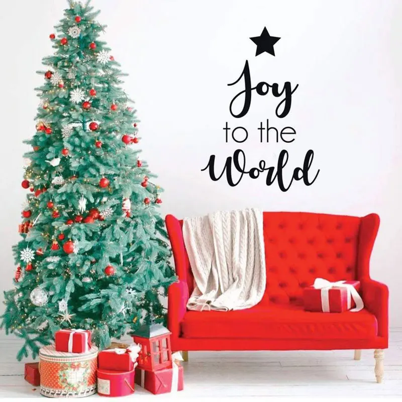 Рождественская Наклейка на стену Joy To The World цитаты домашний декор из винила