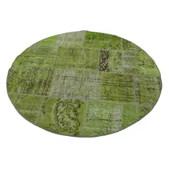 

150x150 Cm Green Handmade Round Patchwork Rug-5x5 Ft