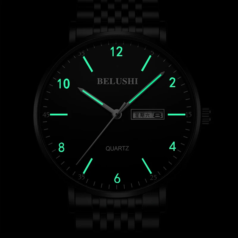 BELUSHI New Luxury Watch Business Waterproof Male Clock Fashion Luminous Date Stainless Steel Quartz Men Watch reloj hombre 4