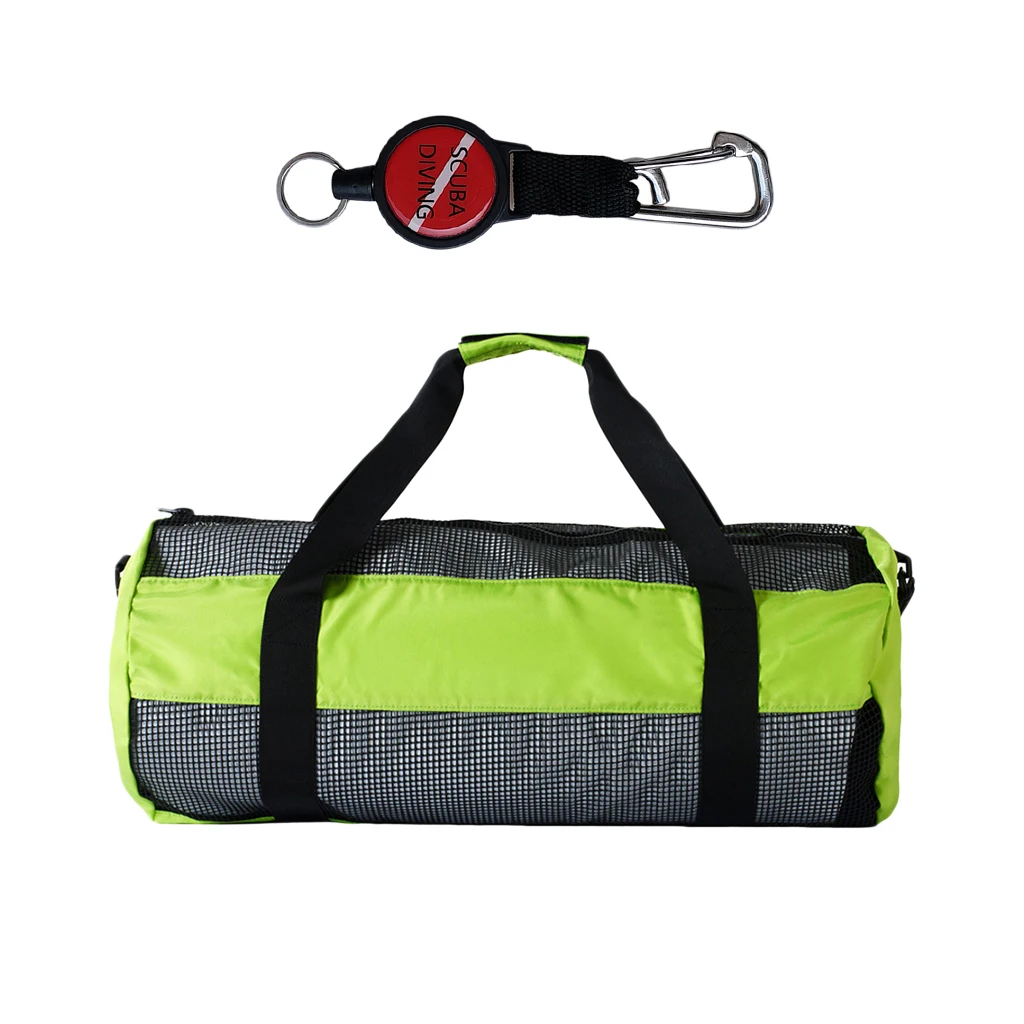 Durable Dive Mesh Duffel Bag Snorkeling Retractor Lanyard Holder Hook Carabiner for Diving Water Sports