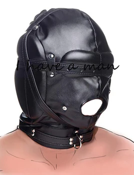 Leather Padded Hood Mask Blindfold Head Restraint Harness Mask, BDSM Bondage Gimp,Sexy Costume 6