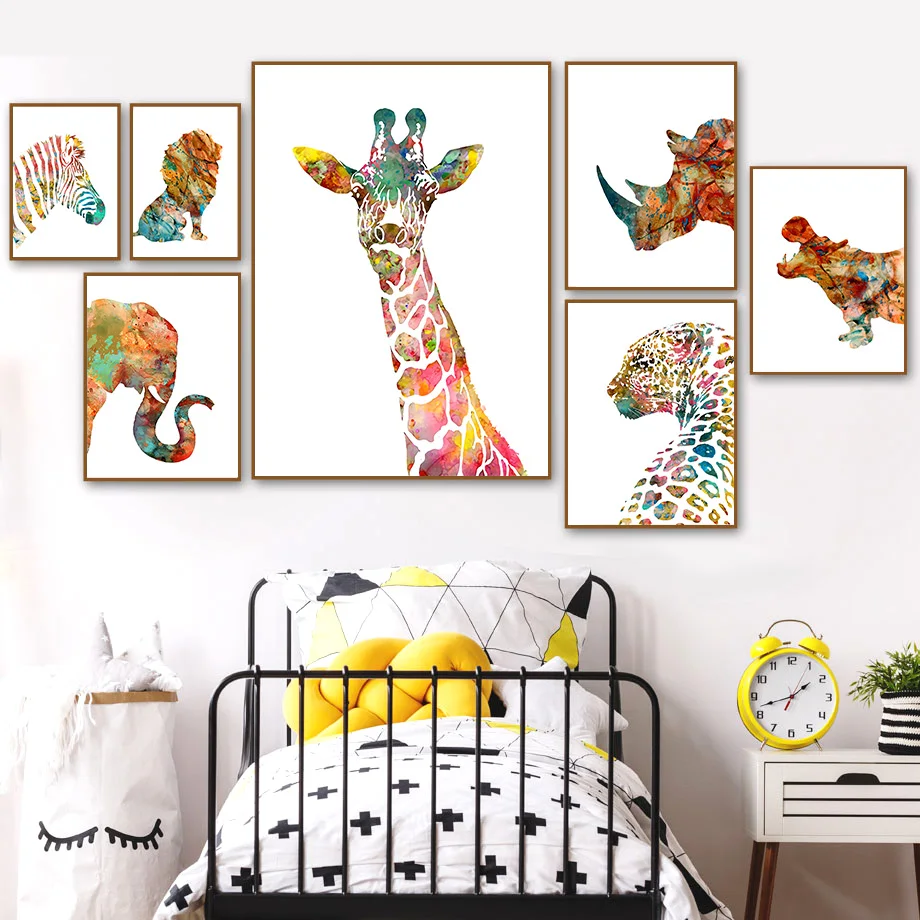 giraffe and elephant wall art