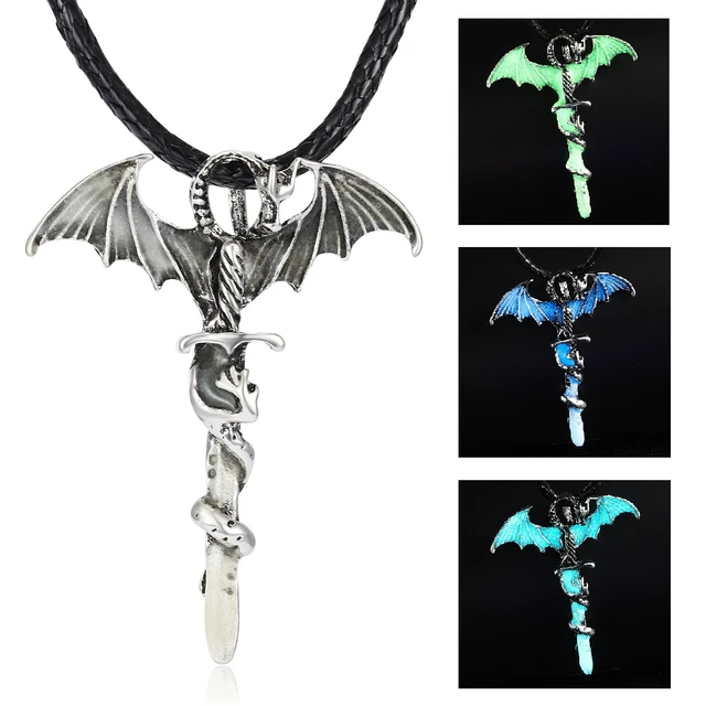 Glow Dragon Necklace, Glowing Crystal, Glow In The Dark Jewelry, Sci Fi  Jewelry, Unique Geek Gift For Dragon Lover Jewelry - Necklace - AliExpress