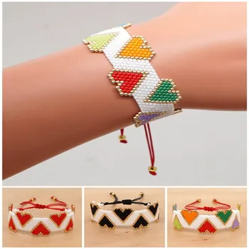 

Bracelet for Women MIYUKI Black 3D Heart Pulseras Mujer Moda Bracelets Making Jewelry Accesorios Couples Gift Charm Bracelet