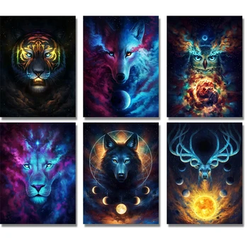 

Diamond Embroidery 5d Diamond Painting Animal Tigers And Lion Deer Owl Cross Stitch Full Rhinestone Home Decor Christmas Gift