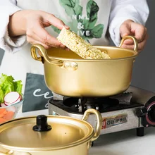 Unibird 1 шт. корейский Ramen горшок желтый Алюминиевый горшок суп мгновенный горшок для лапши чаша для дома двойная ручка горшок плита для газовых плит