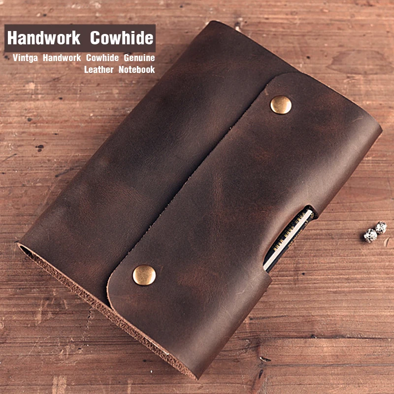 

Vintga Handwork Cowhide Genuine Leather Notebook Bullet Journal Diary Travelers Note Book Planner Agenda Loose-leaf Notepad