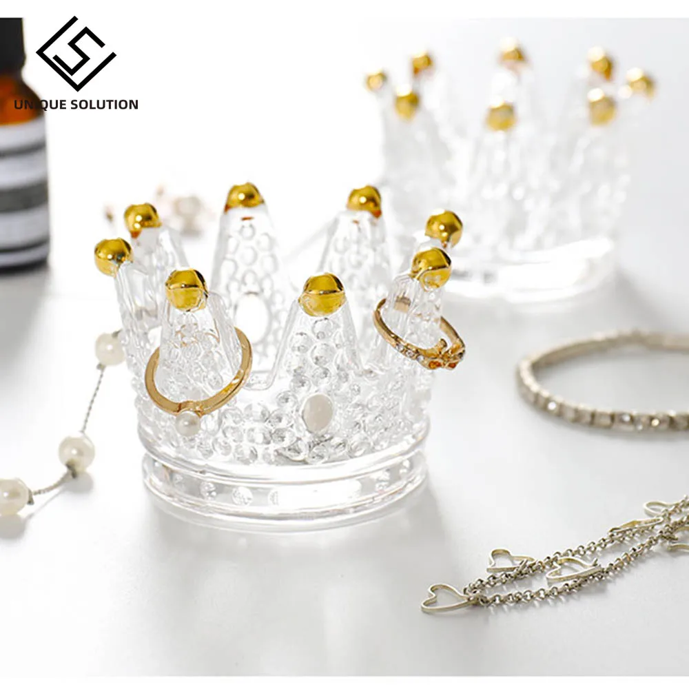 Candlestick Home Decoration Accessories European Light Luxury Candlestick Necklace Ring Storage Dish Glass Embossed Candlestick 7