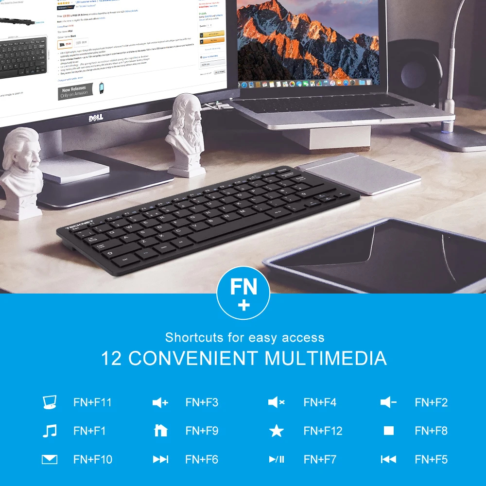 TeckNet 2,4G Беспроводная клавиатура для Windows 10/8/7/Vista/XP и Android Smart tv, английская раскладка клавиатуры шепот-тихий дизайн клавиатуры
