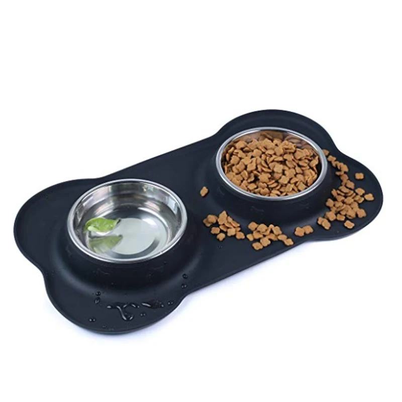 

Dog Food Bowls Stainless Steel Pet Bowls Dog Water Bowls with No-Spill and Non-Skid Feeder Bowls with Dog Bowl Mat for Dogs