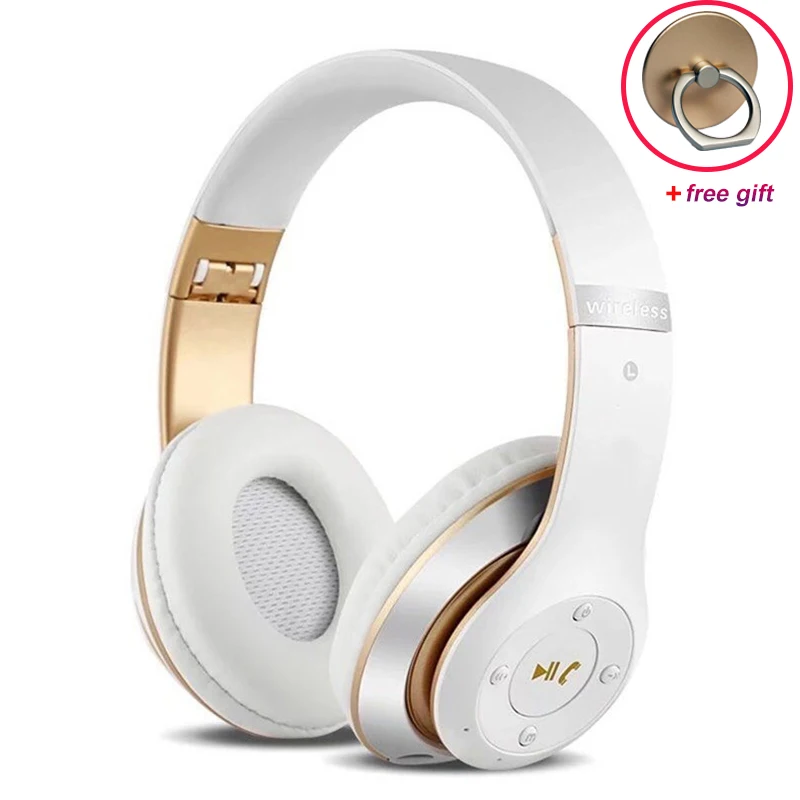 White Gold Новинка 6S складные беспроводные наушники Hifi шлем Аудио Fone De Ouvido Bluetooth Стерео шумоподавление TF карта FM радио гарнитуры - Цвет: White Gold