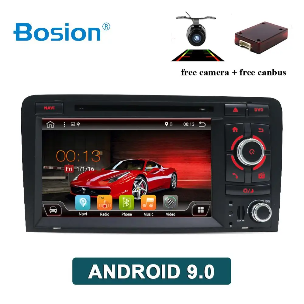 Bosion Восьмиядерный Android 9,0 2 DIN автомобильный DVD gps для Audi A3 8P 2003-2012 мультимедийный плеер с управлением рулевого колеса BT wifi