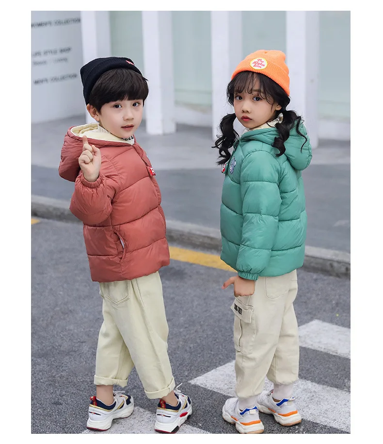 Детские зимние куртки для мальчиков и девочек, теплые пальто, осенняя плотная верхняя одежда с капюшоном, пуховая куртка для малышей, Детское пальто, одежда красного и синего цвета