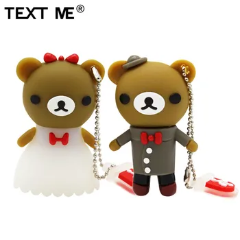 

TEXT ME cartoon Beautiful bride and groom Wedding bear usb flash drive usb 2.0 4GB 8GB 16GB 32GB 64GB photography gift