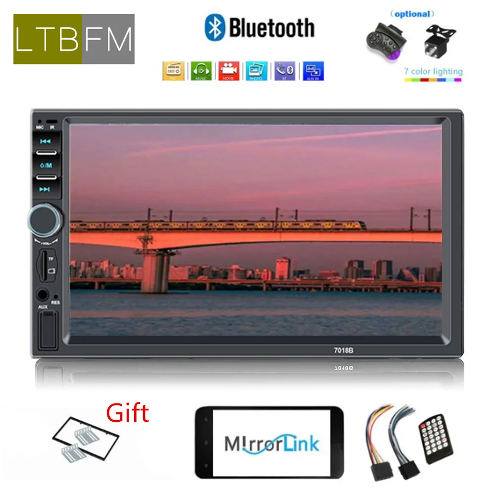

LTBFM 2 Din Car Radio 7" Touch Screen Car Audio Stereo Video Multimedia MP5 7018b Bluetooth FM Mirror link with Remote Control
