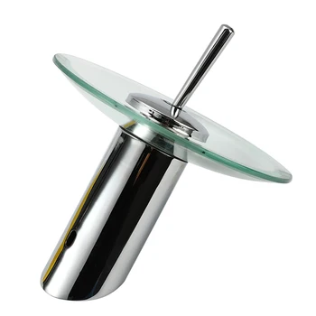 

1PC Basin Faucet Waterfall Spout Chrome Finish Bathroom Faucets Glass 360 Swivel Single Handle Tap Mixer Water