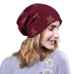 2021 Wool Lady's twist hat with star print Cat ear hat Warm knit cap Lady's head cover cold wind protection
