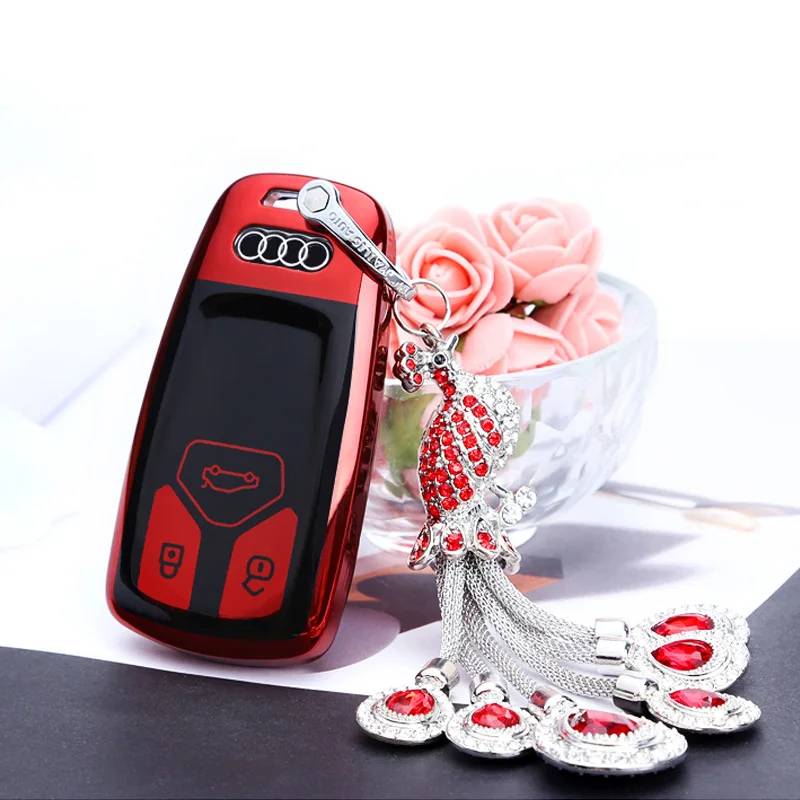 Подходит для Audi Key A6LA4L Key Case A3A5Q3 Q5L Q7 Автомобильный ТПУ чехол для ключей с пряжкой