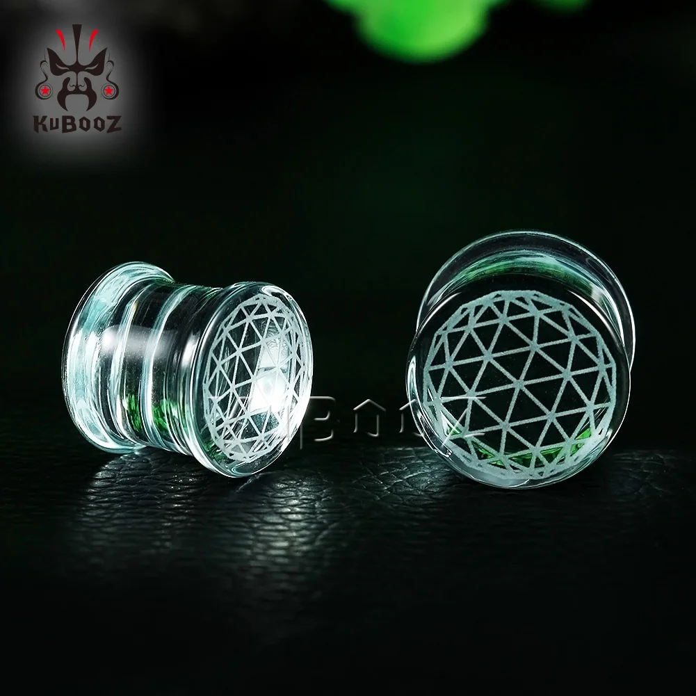 Fashion Transparent Round Glass Plugs Tunnel Unisex Earrings Gift Body Jewelry 