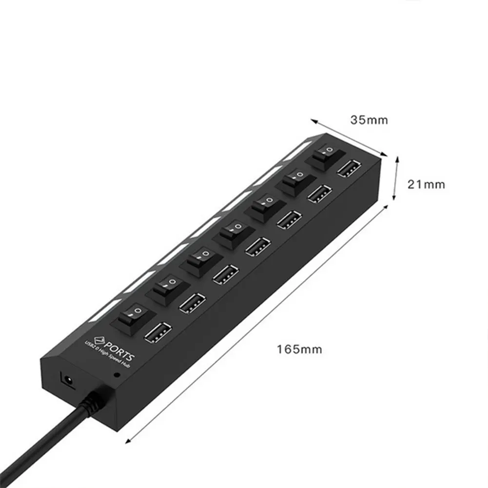 High Speed 7 Ports Hub Led Usb 2.0 Adapter Hub Multi-Port Socket Powered On/off Switch Charger Splitter 4 Ports For Pc Lap. 