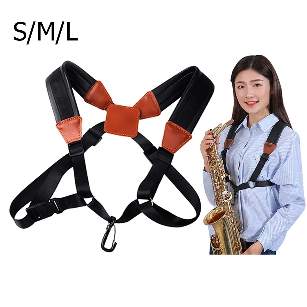 Saxophone Strap Adult Child Adjustable Soft Double Shoulder For Alto Tenor Sax Baritone Soprano Saxophones Leather Harness | Спорт и