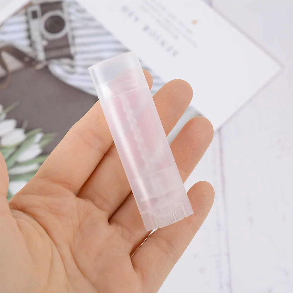 5pcs Portable Lip Tubes Plastic Empty Oval Lip Balm Tubes Deodorant Containers Clear White Refillable Bottles Lipstick Tube 5ml 5