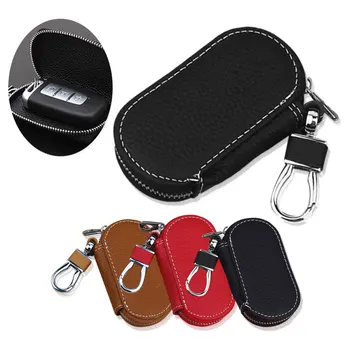 

Leather Car Key Wallets Round Zipper Key Case Key Holder Housekeeper Keys Organizer Multi-function Zipper Bag