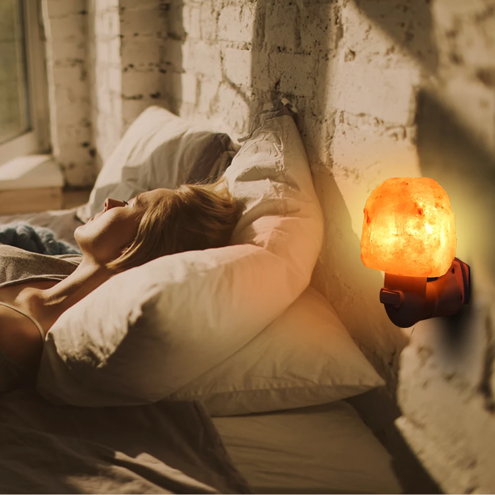 

Natural Shaped Salt Rock Night Light Hand Carved Crystal Wall Lamp