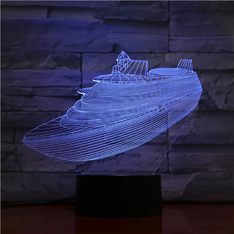 Морской корпус бермуды призрак корабль лодка 7 цветов лампа 3d Визуальный светодиодный ночник для детей сенсорный Usb Настольный Lampara лампе ночник - Испускаемый цвет: 7 Colors Changeable