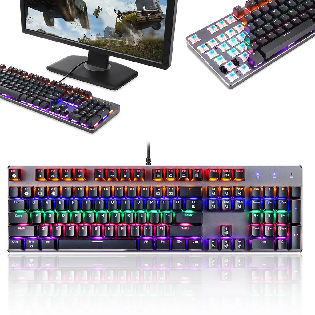 USB Gaming Mechanical Backlit Ergonomic Keyboard Single Key Light Breathing English Russian Keyboards for Tablet Desktop z0902 | Компьютеры